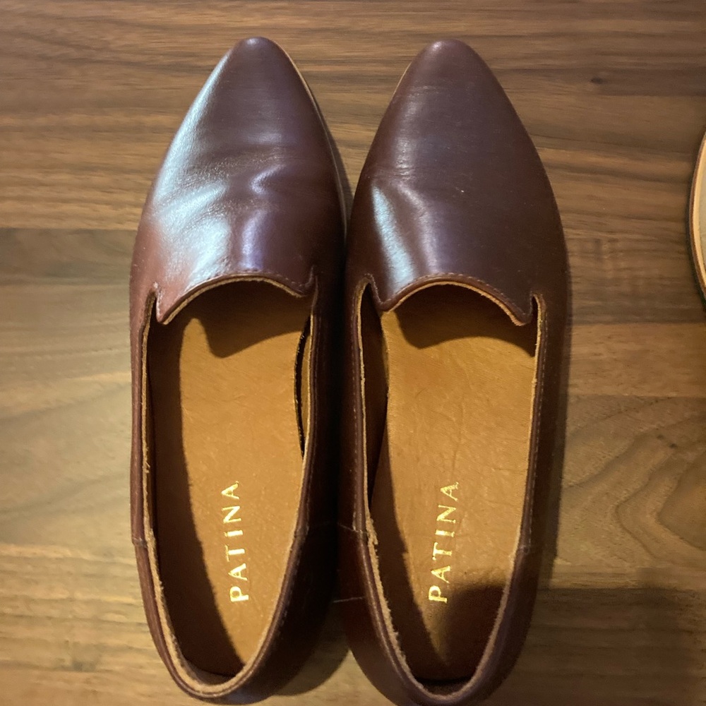 Redwood leather pointed toe loafers
